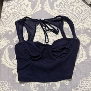 SHEIN Dark Blue Halter Top